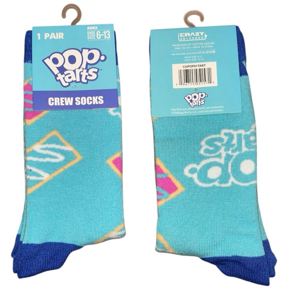 1x Pop Tarts Novelty Crew Socks Adult Set Size 6-12